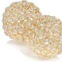 Modern Day Accents 3778 Facetas 4" Gold Cristal Spheres - Set of 2, Home Decor, Room Coffee Table Decorative Balls, Gem Sphere Ball, Bowl fillers, Gemstone (4-Inch Diameter)
