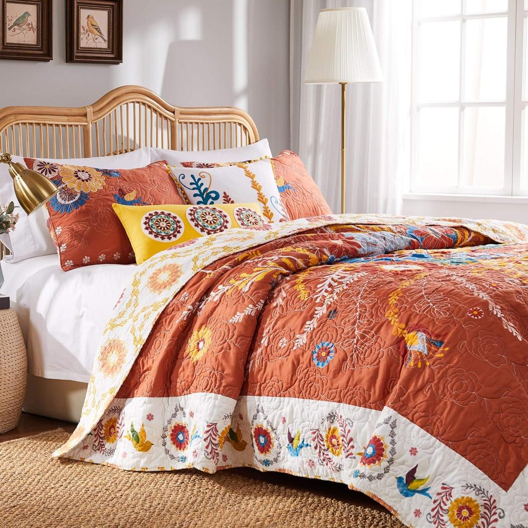 Greenland Home Barefoot Bungalow Topanga Quilt Set, 5-Piece King, Multi