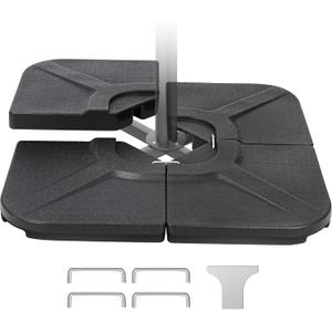 4-Piece 160lb Water Capacity Heavy Duty Cantilever Offset Patio Umbrella Stand,Water/Sand Filled Square Umbrella Base Plate Set(Black).