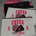 Reginary 9 Pcs Pink Ribbon Breast Cancer Awareness Cheer Makeup Bags for Cheerleader Cosmetic Bags Cheerleading Canvas Toiletry Pouch Bag Cheerleading Gifts for Girl Women Teammates Party Favors