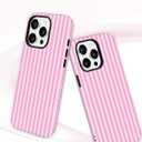 Jusy Compatible with MagSafe Striped Phone Case for iPhone 16 Plus, Cute Aesthetic Magnetic Soft TPU and Hard PC Protective Phone Cover for Women GirlsMatte - Dark Pink