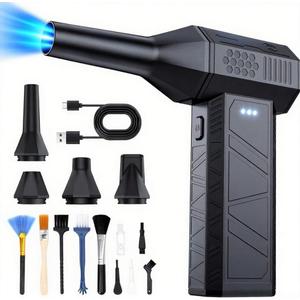 Compressed Air Duster, 3-Gear Electric Air Duster Rechargeable, Super Power Air Blower with Brushless Motor, Mini Blower for Computer, Keyboard, Car, House, Office, Outdoor, PC