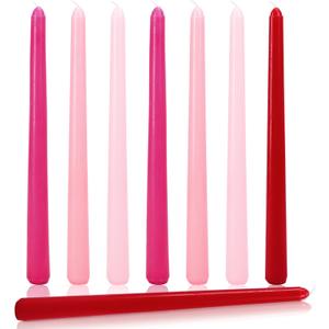Whaline 12 Pcs Valentine's Day Taper Candles 10 Inch Wax Taper Candles Gradient Pink Red Long Unscented Candle Sticks for Wedding Anniversary Birthday Party