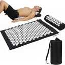 XiaoMaGe Acupressure Mat and Pillow Set with Bag  Large Size 28.7 X 16.5 inch Acupuncture Mat for Neck & Back Pain, Muscle Relaxation Stress Relief, Sciatica Pain Relief Pillow (Black)