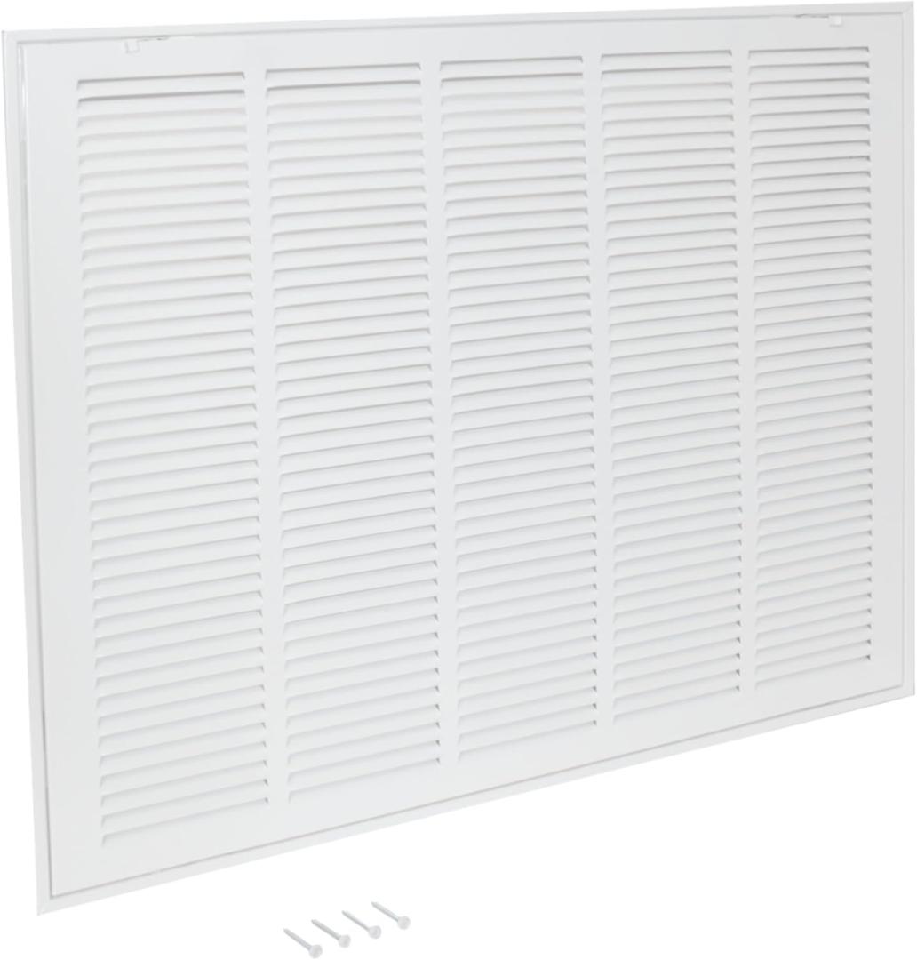 EZ-FLO 25 x 20 Inch (Duct Opening) Return Air Vent Cover for Wall or Ceiling, Solid Steel Return Air Filter Grille, HVAC Vent Cover, White, 61634