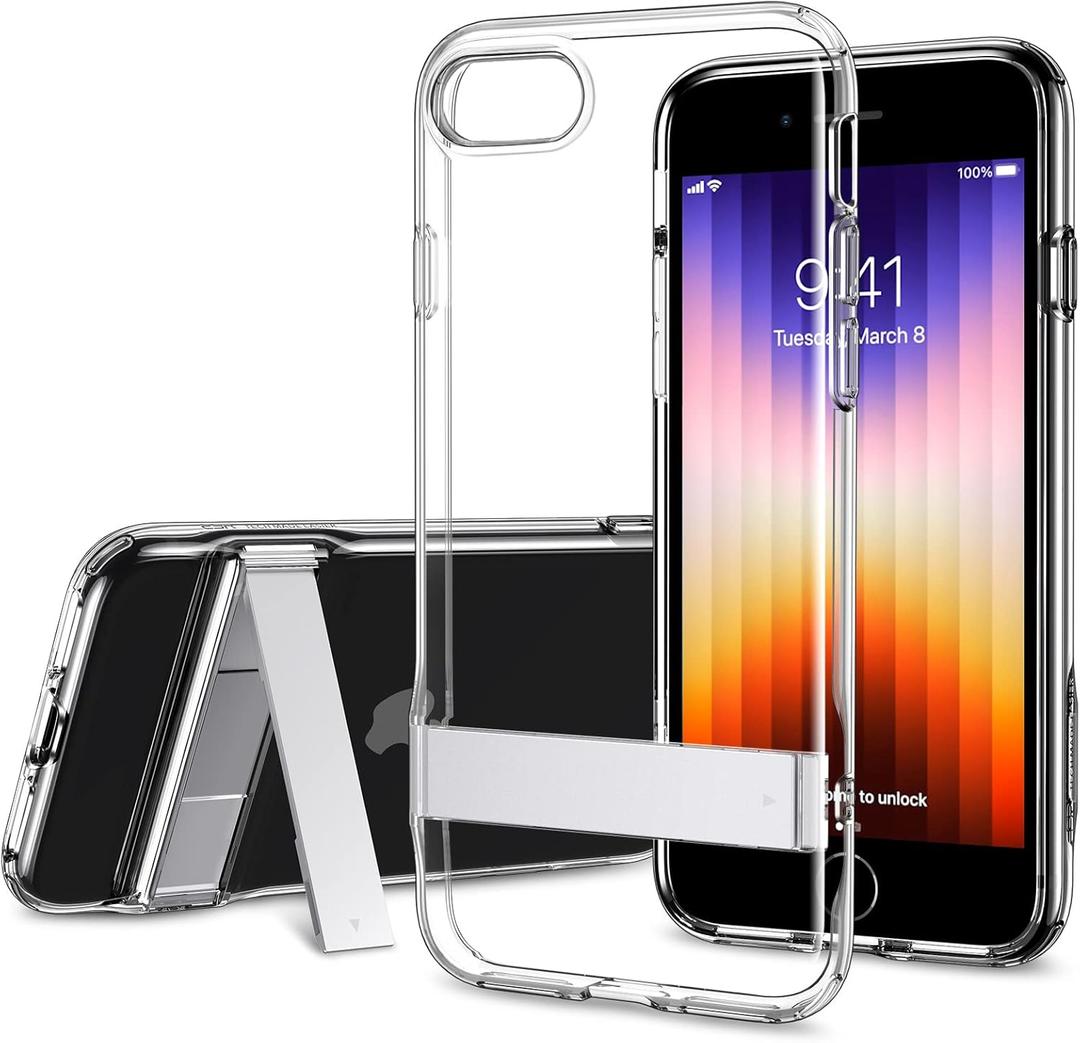 ESR for iPhone 14 Case, iPhone 13 Case with Stand, 3 Stand Modes, Military-Grade Drop Protection, Supports Wireless Charging, Slim Back Cover with Patented Kickstand for iPhone 14/13 Case, Clear