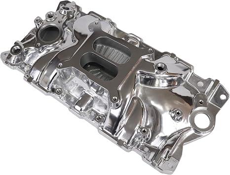 2701 Performance EPS Dual Plane SBC Intake Manifold Polished
Compatible with Chevy Small Block 262-400 SBC 350 305 1955-1986 V8 Square Bore Carb Street Only Idle–5500 RPM Cast Aluminum