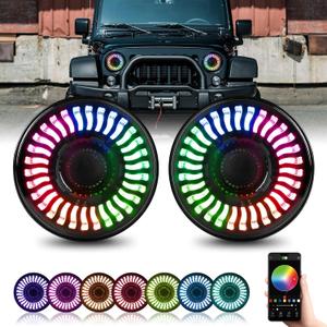 YEEGO DIRECT 7 Inch LED Headlights for 1997-2018 Wrangler JK TJ LJ, RGB Halo Angel Eye, Bluetooth APP Control Custom Colors, DOT Approved (7 Inch RGB)