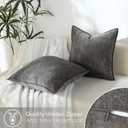 Stellhome Pack of 2, Soft Chenille Soild Throw Pillow Covers Accent Cushion Case Boho Farmhouse Neutral Decorative Pillowcase for Couch Sofa Bedroom Living Room Home Decor 16 x 16 Inch, Dark Grey