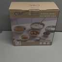 COOK WITH COLOR Mixing Bowls with Lids - 12 Piece Plastic Nesting Bowls Set includes 6 Prep Bowls and 6 Lids, Diamond Design - Microwave Safe, Brown