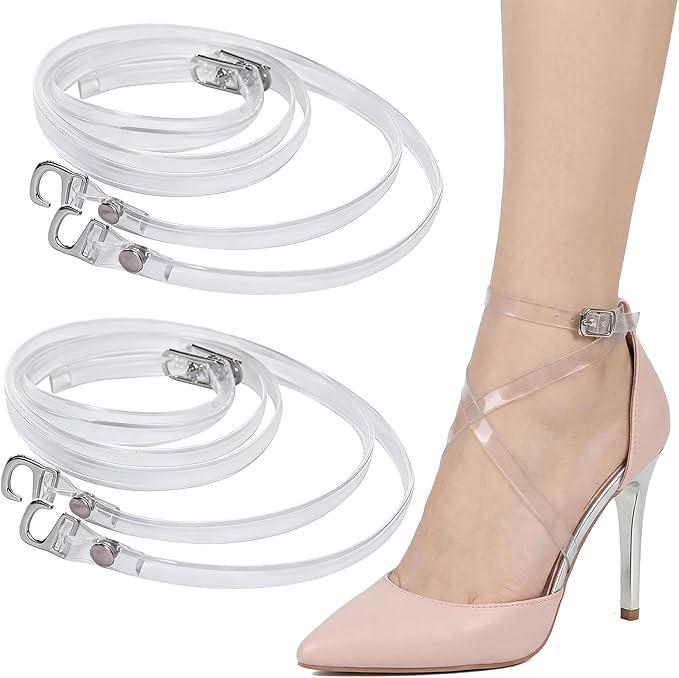Didiseaon 4pair High Heel Straps Invisible Shoe Straps Slip Belts Detachable for Comfort Cross Shape for Enhanced Stability