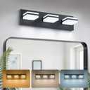 VONLUCE Bathroom Vanity Light Fixture, 3-Light Modern LED Vanity Lights, 3CCT Adjustable Bathroom Light with Memory Function Rotatable Shades, 18" Wall Lighting Fixture Over Mirror, Matte Black