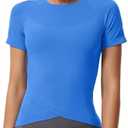 MathCat Workout Shirts for Women, Workout Tops for Women Short Sleeve, Cross Hem Compression Shirts, XS