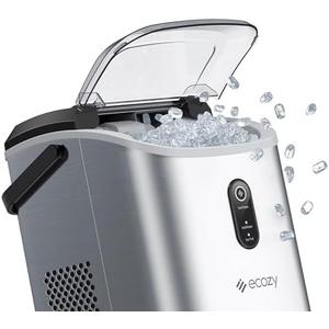 Ecozy Nugget Ice Maker Countertop with Handle, Pebble Ice in 5 Mins, 33 lbs Per Day, Self-Cleaning Ice Machine with Ice Bags and Scoop, Portable Ice Maker for Kitchen, Bar, Parties, Camping, RV : Appliances