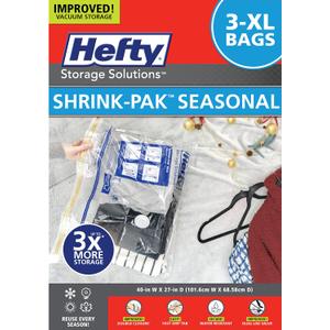 Hefty Shrink-Pak - 3 Extra Large Vacuum Storage Bags for Clothes, Pillows, Towels, or Blankets - Space Saver Vacuum Sealer Bags Ideal Under Bed Storage Solutions