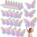 Geosar 20 Pcs 3D Large Butterfly Party Decoration 2 Layer Giant Paper Butterfly Stickers for Birthday Baby Shower Nursery Wall Decor (Purple,Dazzling Silver)