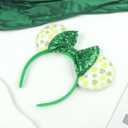 2 x AIDVPOD St. Patrick's Day Mouse Ears Headband Sequins Bow Hair Band Green Shamrock Head band for Women Irish Festive Party Hair Accessories