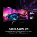 msi MPG 491CQPX QD-OLED 49-inch QD-OLED 5120 x 1440 (DQHD) Computer Monitor, 240Hz, Adaptive-Sync, HDMI, Display Port, VGA Port, VESA Mountable, Tilt, Height Adjustable, Speaker, 0.03ms, Black