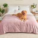 Waterproof Blanket 80"x90" for Adults, Reversible Waterproof Bed Cover for Dogs Cats Pets, Soft Leakproof Blanket for Bed Couch Sofa Furniture Protector, Dusty Pink/Off White