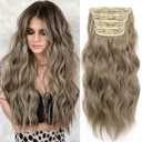 Clip in Hair Extensions 4PCS Dirty Blonde Hair Extensions Clip ins for Women 20 Inch Long Wavy Curly Hair Extension Thick Syntheitc Hairpieces