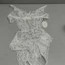 Avidlove Women Lingerie Lace Bodysuit Teddy Lingeries V Neck Cut Out One Piece Mini Babydoll (Medium, White)