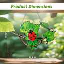 Plant Suncatcher Glass, Stained Glass Suncatcher Plant Window Hanging, Unique Nature Lover Gifts Leaf (Leaves & Ladybug)
