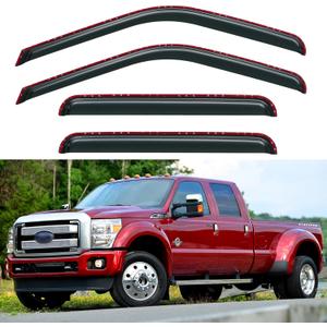 in-Channel Window Visors Rain Guards for 1999-2016 Ford F250 F350 F450 F550 Super Duty Pickup, Side Window Vent Wind Deflectors Visors Shades for 99-16 F-250 F-350 F-450 F-550 SuperCrew Cab