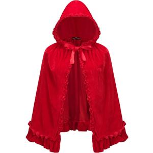 Little Red Riding Hood Cape Women,Red Velvet Cape,Halloween Christmas Costume (55cm/21.5inch)