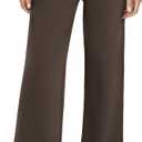 FireSwan Women's Wide Leg Dress Pants High Waisted Stretchy Work Trousers Business Casual Office Pull on Slacks with Pockets (Medium, Brown)