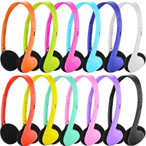 Classroom Headphones Bulk 12 Pack Class Set for School Students Kids and Adult -Sturdy Wired 3.5mm Plug (Mixed, 12 Pack)