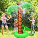66'' Inflatable Palm Trees Sprinkler for Kids, Spray Water Toy with 2 Sized Trunks Coconut Tree Inflatable Water Sprinkler Summer Outdoor Play Hawaiian Pool Party Decorations for Backyard Lawn Beach