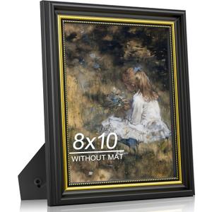 Abtgt Ornate Vintage Style 8x10 Picture Frame, Made of Tempered Real Glass for Tabletop or Wall Mount, 8 x 10 Photo Frame for Home Decor, Black