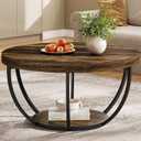 Tribesigns Round Coffee Table, 31.7" Wooden 2-Tier Circle Coffee Table with Storage Shelves, Modern Accent Cocktail Table Center Table for Living Room, Rustic Brown