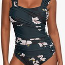 One Piece Bathing Suit for Women Tummy Control Swimsuits Square Neck Ruched Modest Swimwear XL