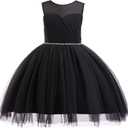 Glamulice Flower Girls Vintage Tulle Tutu Dress A Line Little/Big Girl Wedding Birthday Formal Party Dresses 6Y