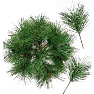 16 PCS Artificial Green Pine Needles Branches Fake Small Pine Twigs Stems Evergreen Picks Holiday Tree Decorations 