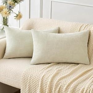 MIULEE Pack of 2 Couch Throw Pillow Covers 12x20 Inch Soft Aqua Green Chenille Pillow Covers for Sofa Living Room Solid Dyed Pillow Cases