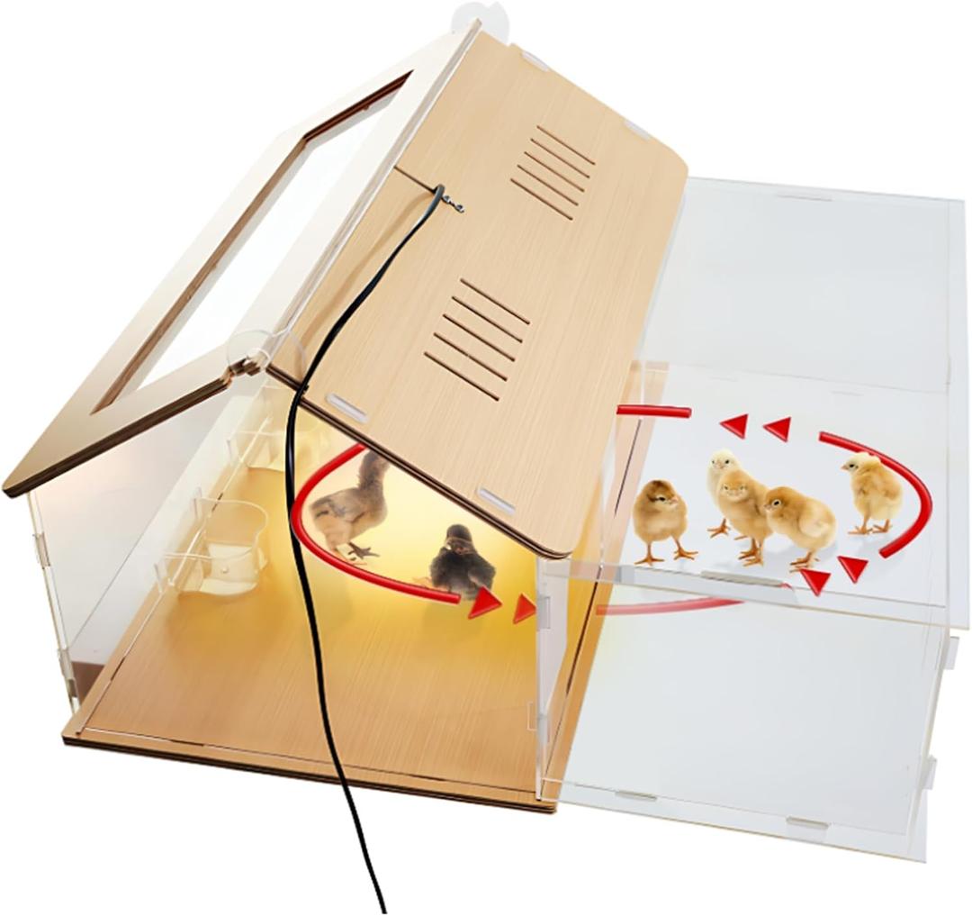5 in 1 Chick Starter Kit 40-50 Chick Brooder Box Small Chicken Coop | Brooder Heat Lamp 2,Baby Chicken Box,Chicken Feeder,Waterer,Thermo-hygrometer