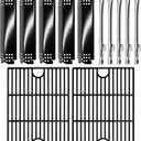 Hiorucet Grill Replacement Parts for Nexgrill 720-0888N 720-0830H 720-0888 720-0888A Gas Grill, Cast Iron Grill Grates, Porcelain Steel Heat Plates, Burners for Nexgrill Replacement Parts 5 Burner