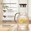 2L Square Glass Pitcher with Lid and Spout, Borosilicate Glass Carafe for Hot/Cold Drink, Water Pitchers with Handle for Fridge, Extra Large Jug for Iced Tea, Coffee, Juice, Beverage, 68 Ounces