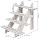 MyGift 4-Tier Vintage White Washed Solid Wood Tabletop Stair Step Storage Shelf, Tiered Party Table Display Riser for Food, Dessert, Cookies, Wedding Decor, Craft Show