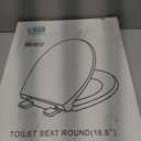 Round Toilet Seat, Slow Close, White Plastic, Never Loosen, 16.5”