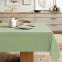 JIUZHEN Rectangle Table Cloth Faux Linen Farmhouse Tablecloth Wrinkle and Stain Resistant Decorative Fabric Table Cover for Kitchen, Dining Room, Parties and Camping, Sage Green, 60 x 120 Inch