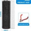 24'' x 100' Black Chicken Wire Mesh Fence, 15 Gauge Poultry Netting and 2 inch Mesh Fence Roll, Chicken Wire for Floral Arrangements/Crafts/Farm/Livestock/Pet Protection