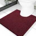 Smiry Luxury Chenille Toilet Rugs U-Shaped 20x20, Soft Absorbent Non-Slip Contour Bathroom Rugs for Toilet, Machine Washable Contoured Bath Mats, Burgundy