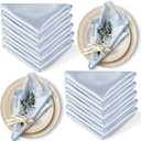12 Pack Satin Table Cloth Napkins, 17x17 Inch Baby Blue Silky Wedding Napkins Cloth Washable, Luxury Dining Table Cloth Napkins Set for Birthday Holiday Party Dinner Restaurant