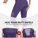 ALONG FIT Women's Mesh Yoga Leggings with Side Pockets Tummy Control Workout Running Capris High Waist Yoga Pants (Blue, XS)