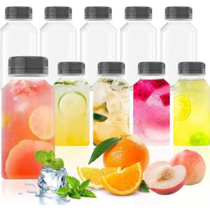 2 x Goiio 5 Pieces 6 Ounce Plastic Juice Bottles, Clear Bulk Beverage Containers, for Smoothies, Juice Milk and Homemade Beverages