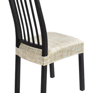 SearchI Stretch Dining Chair Seat Covers Set of 6, Stretch Washable Chair Covers for Dining Chairs, Kitchen Chair Covers Protector (Rear-Covered, Beige White Stripe)