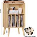 Lerliuo Record Player Stand, Burlywood Turntable Stand Holds up to 160 Albums, Mid-Century Vinyl Storage Cabinet Table with Solid Wood Legs, Record Player Holder Dispaly Shelf for Bedroom Living Room, 18.1 inches x 15.7 inches x 34.2 inches
